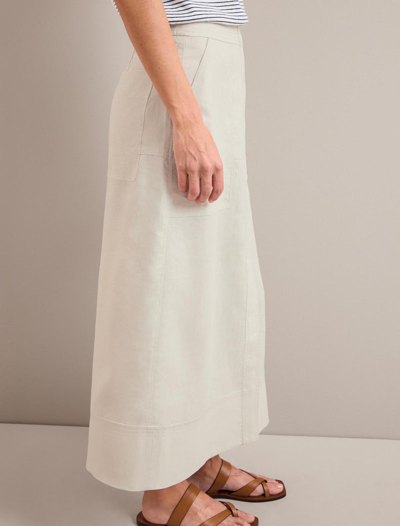 Safia Techni Linen Midi Skirt - Cream