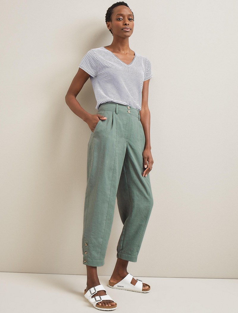 Tyson Techni Linen Tapered Trouser - Sage Green