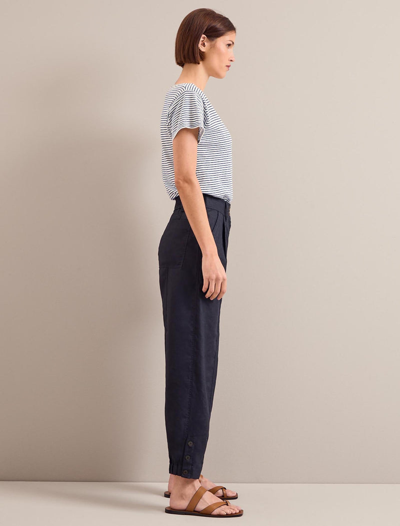 Tyson Techni Linen Tapered Trouser - Navy