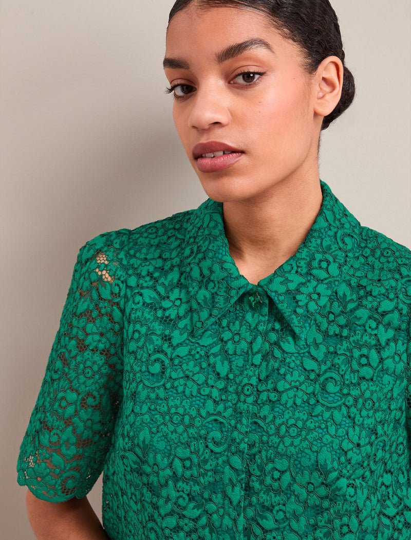 Jacquie Lace Blouse - Emerald Green