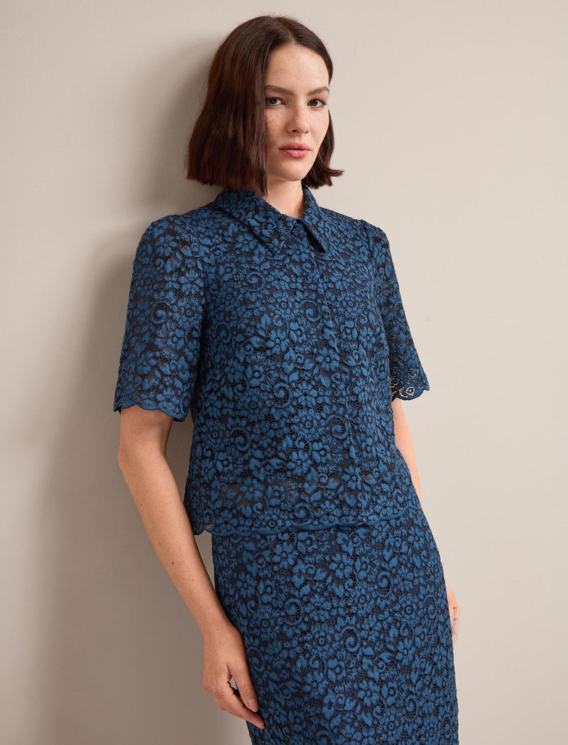 Jacquie Lace Blouse - Navy