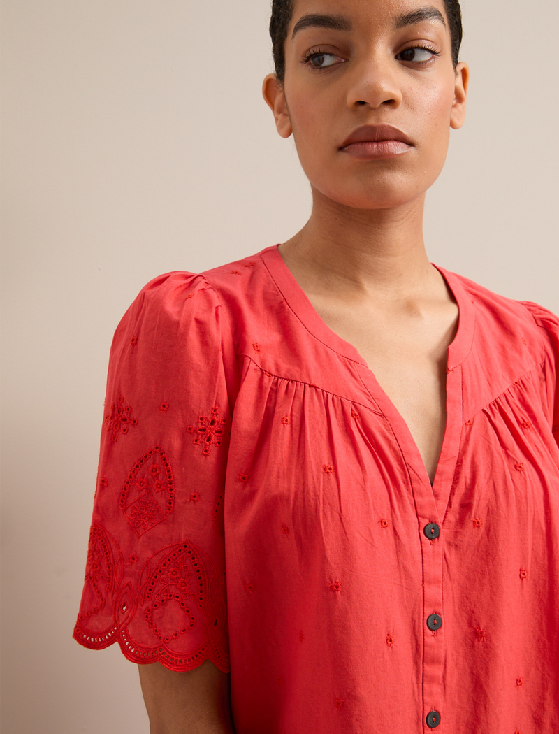 Bonnie Organic Cotton Blouse - Coral