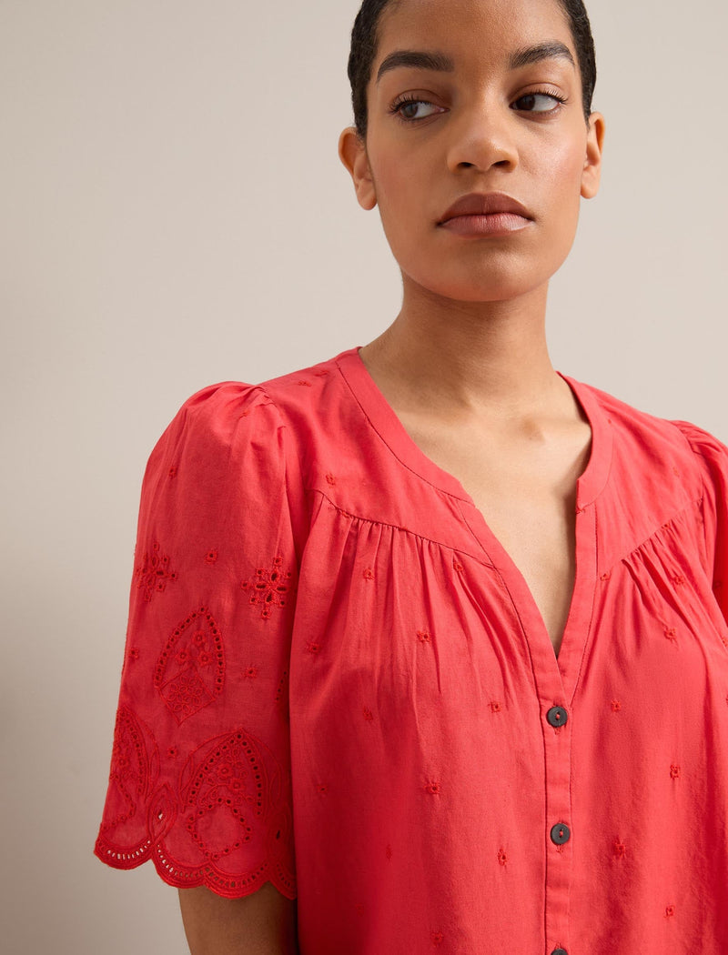 Bonnie Organic Cotton Blouse - Coral