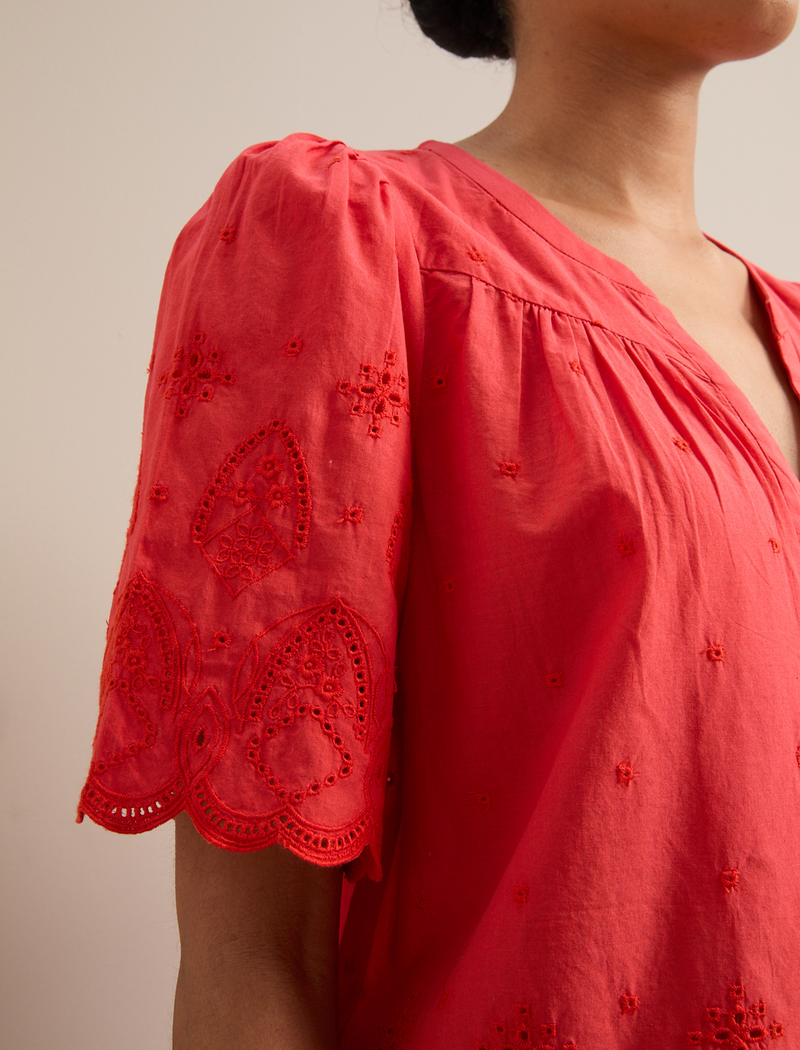 Bonnie Organic Cotton Blouse - Coral