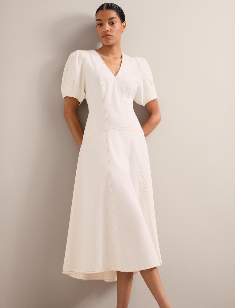 Robin Denim Maxi Dress - White