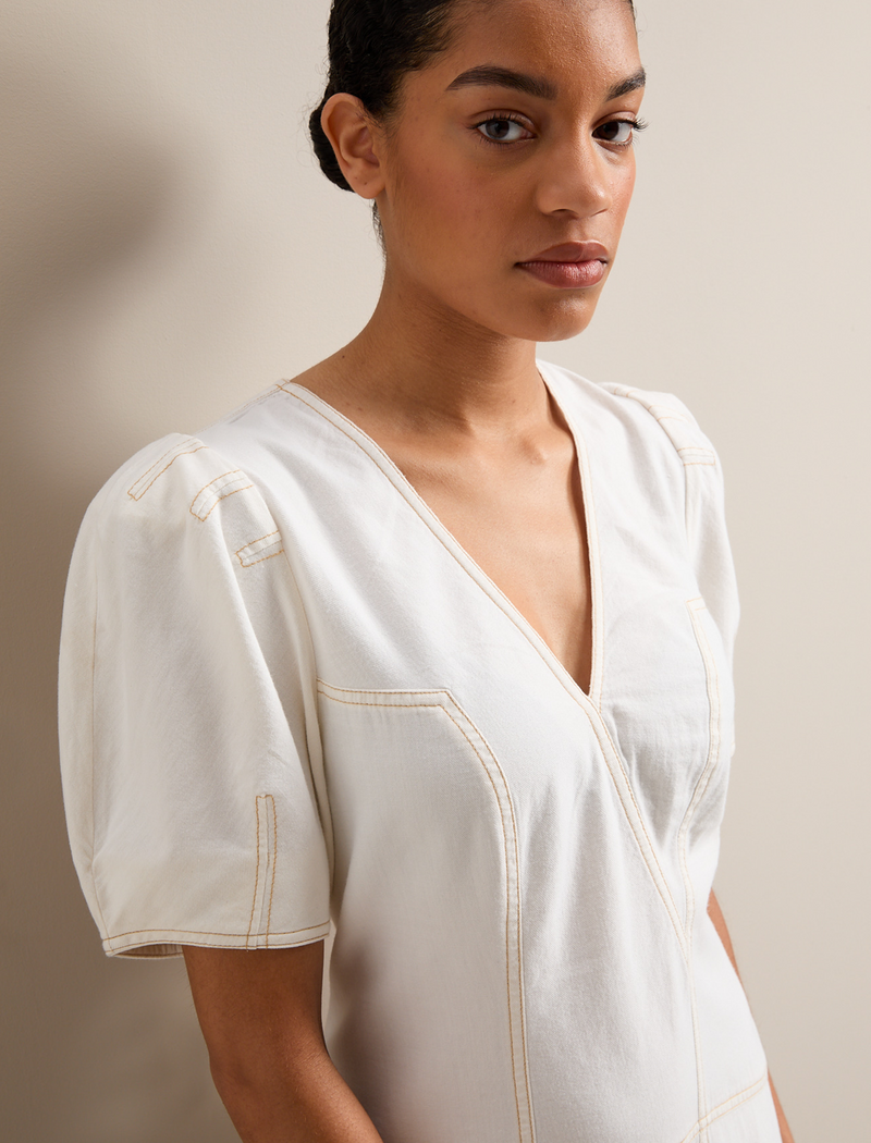 Robin Denim Maxi Dress - White