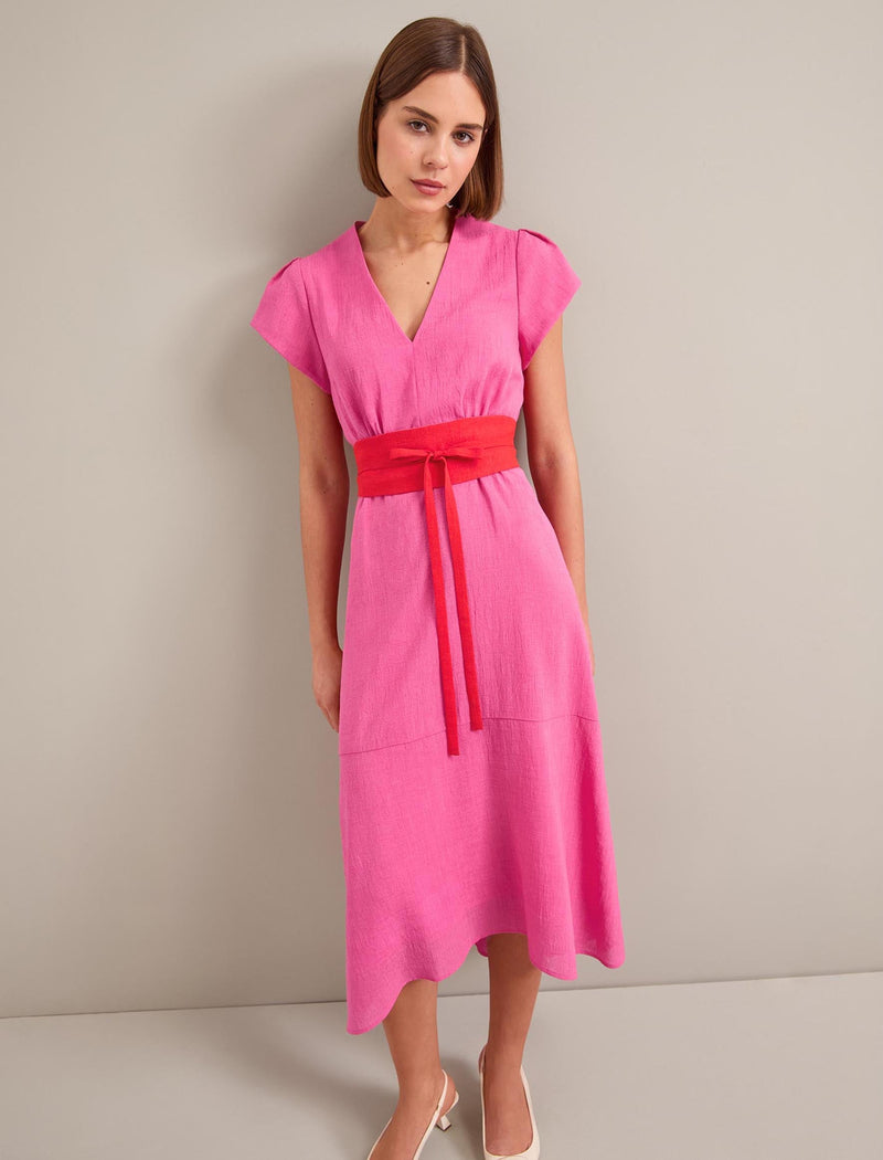 Aria Techni Voile Maxi Dress - Hot Pink Crimson