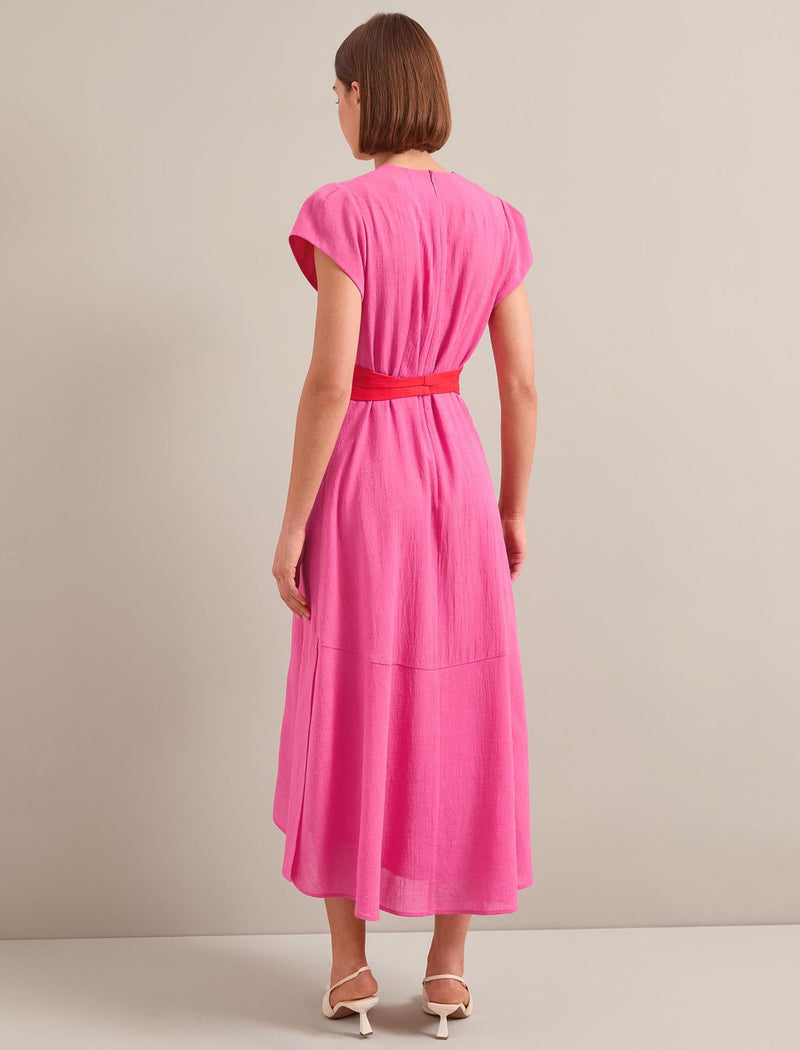 Aria Techni Voile Maxi Dress - Hot Pink Crimson