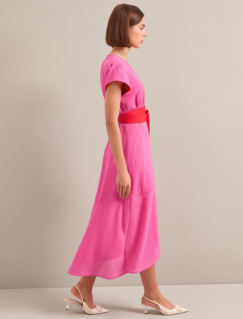 Aria Techni Voile Maxi Dress - Hot Pink Crimson