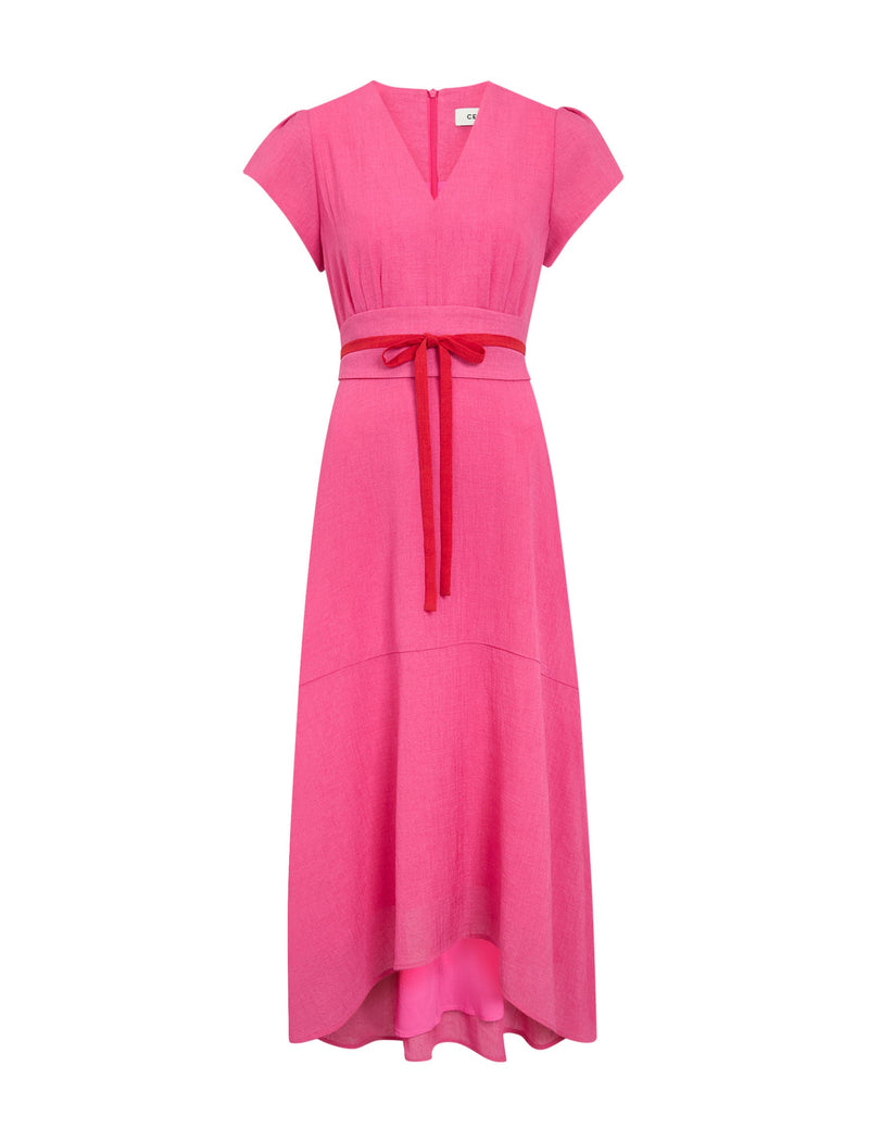 Aria Techni Voile Maxi Dress - Hot Pink Crimson