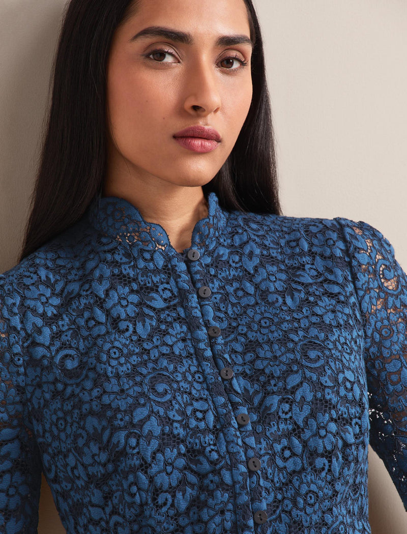 Jessica Lace Midi Dress - Navy