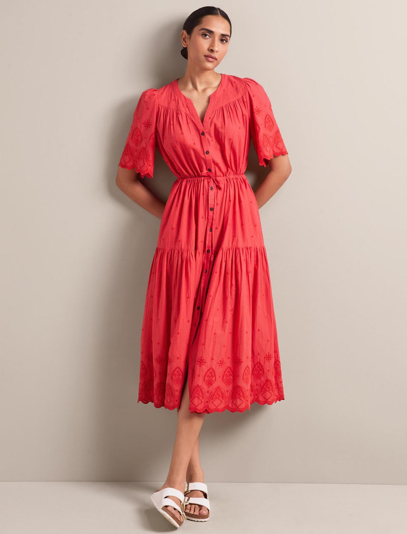Nicole Organic Cotton Maxi Dress - Coral