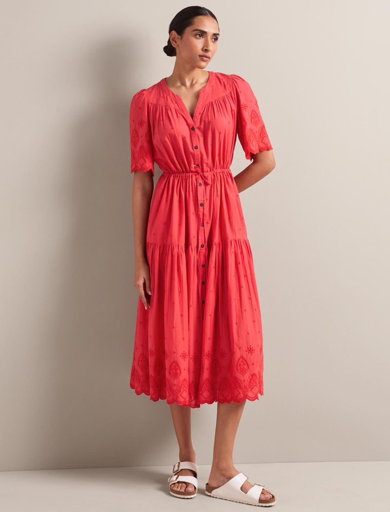 Nicole Organic Cotton Maxi Dress - Coral