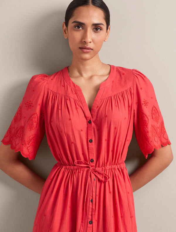Nicole Organic Cotton Maxi Dress - Coral