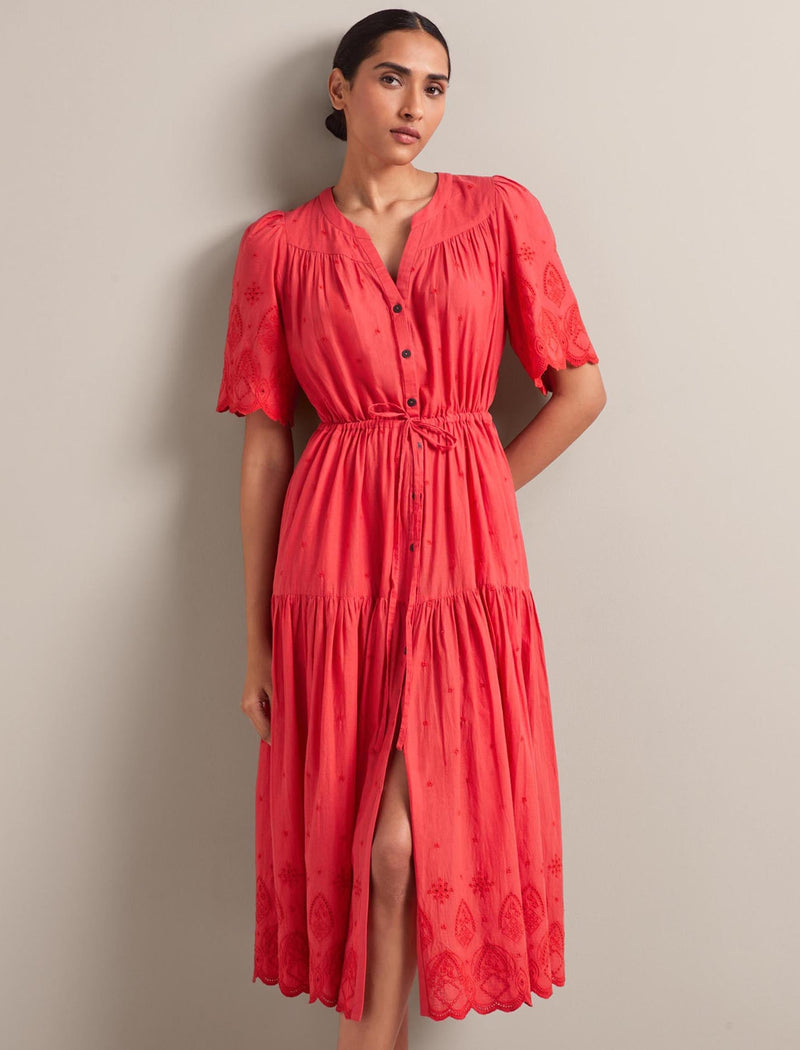 Nicole Organic Cotton Maxi Dress - Coral