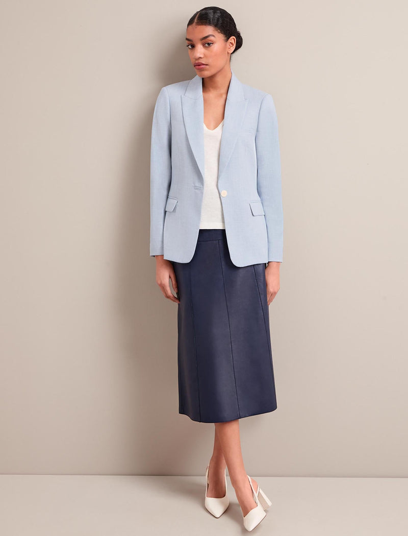 Jamie Linen Blend Blazer - Pale Blue