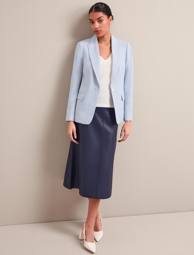 Jamie Linen Blend Blazer - Pale Blue