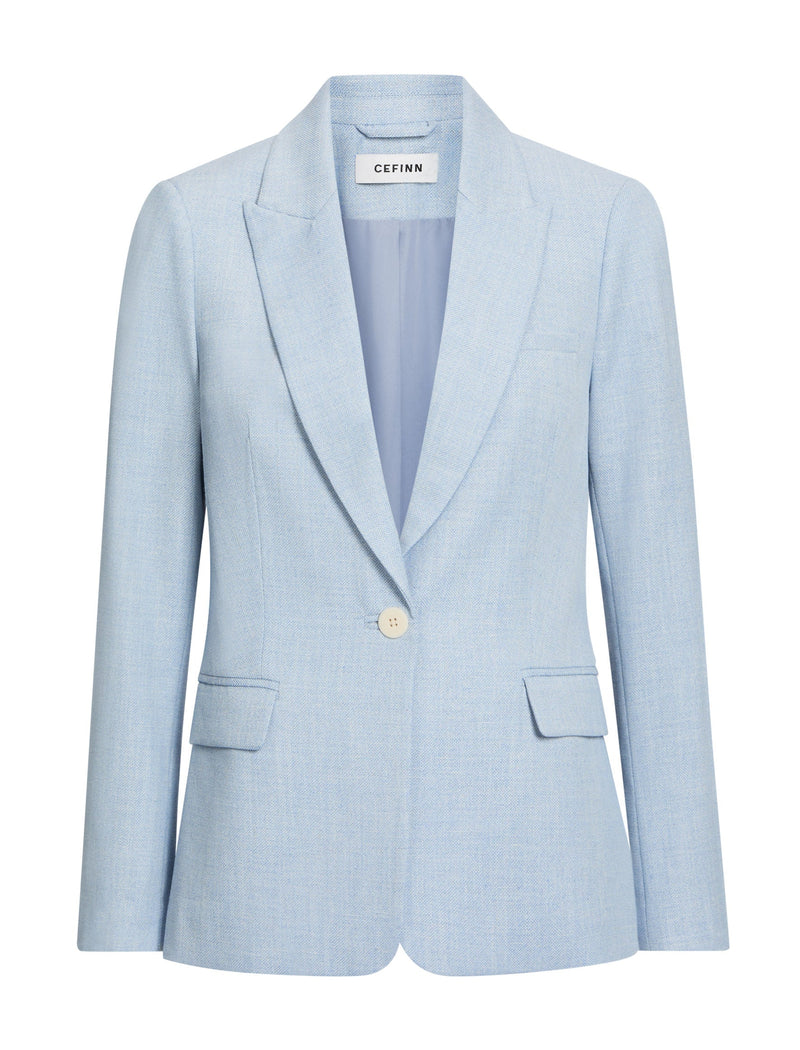 Jamie Linen Blend Blazer - Pale Blue