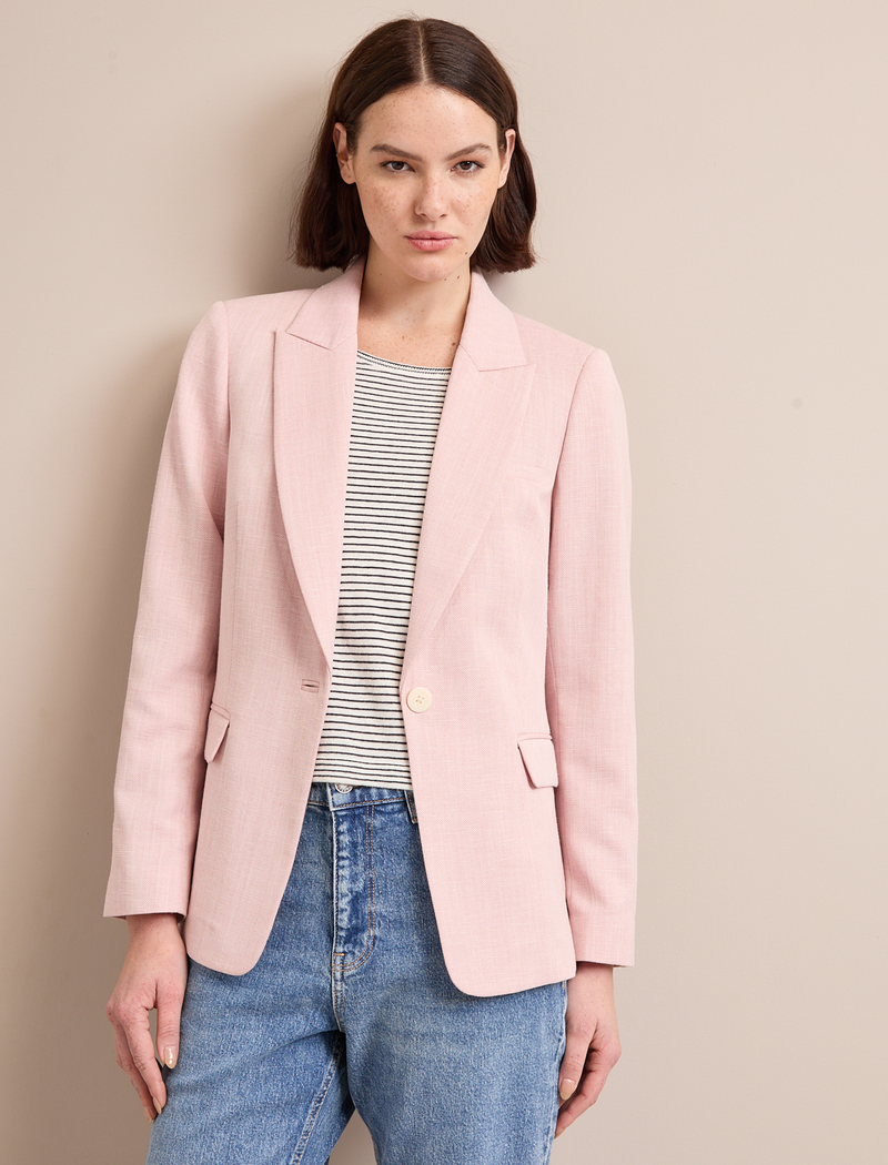 Jamie Linen Blend Blazer - Pale Pink