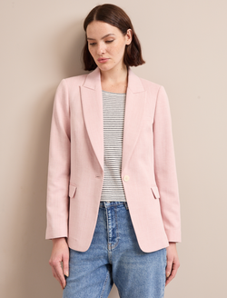 Jamie Linen Blend Blazer - Pale Pink