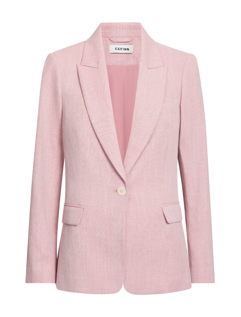 Jamie Linen Blend Blazer - Pale Pink