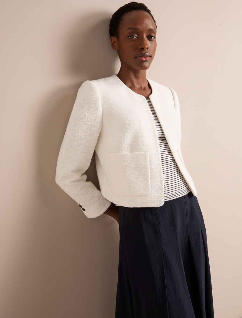 Juno Organic Cotton Bouclé Jacket - Ecru