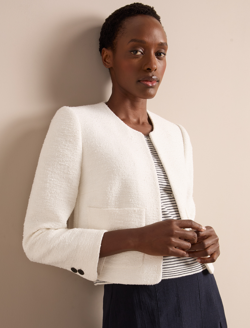 Juno Organic Cotton Bouclé Jacket - Ecru