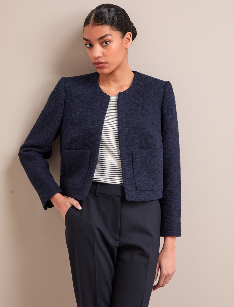 Juno Organic Cotton Bouclé Jacket - Navy