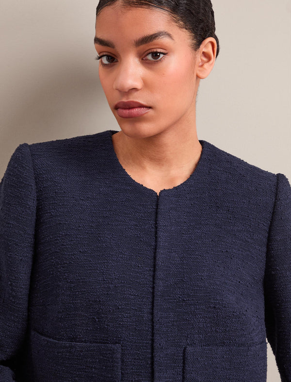 Juno Organic Cotton Bouclé Jacket - Navy