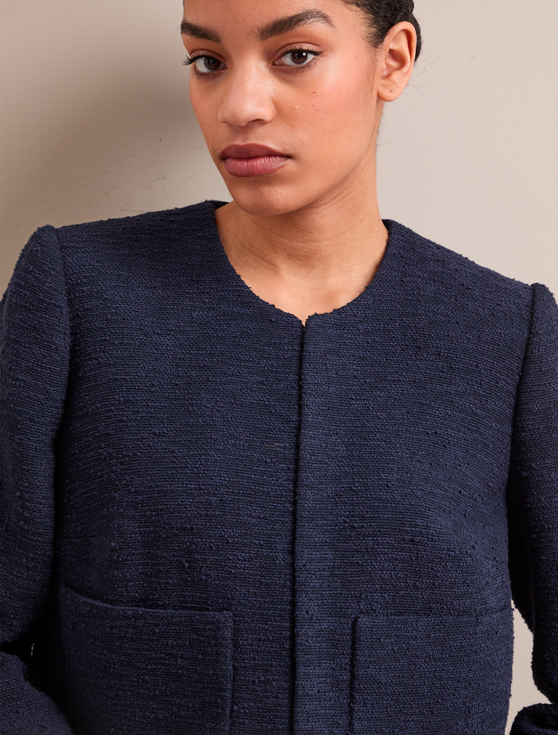 Juno Organic Cotton Bouclé Jacket - Navy