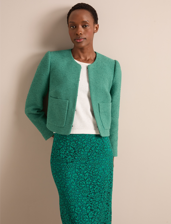 Juno Organic Cotton Bouclé Jacket - Sage Green