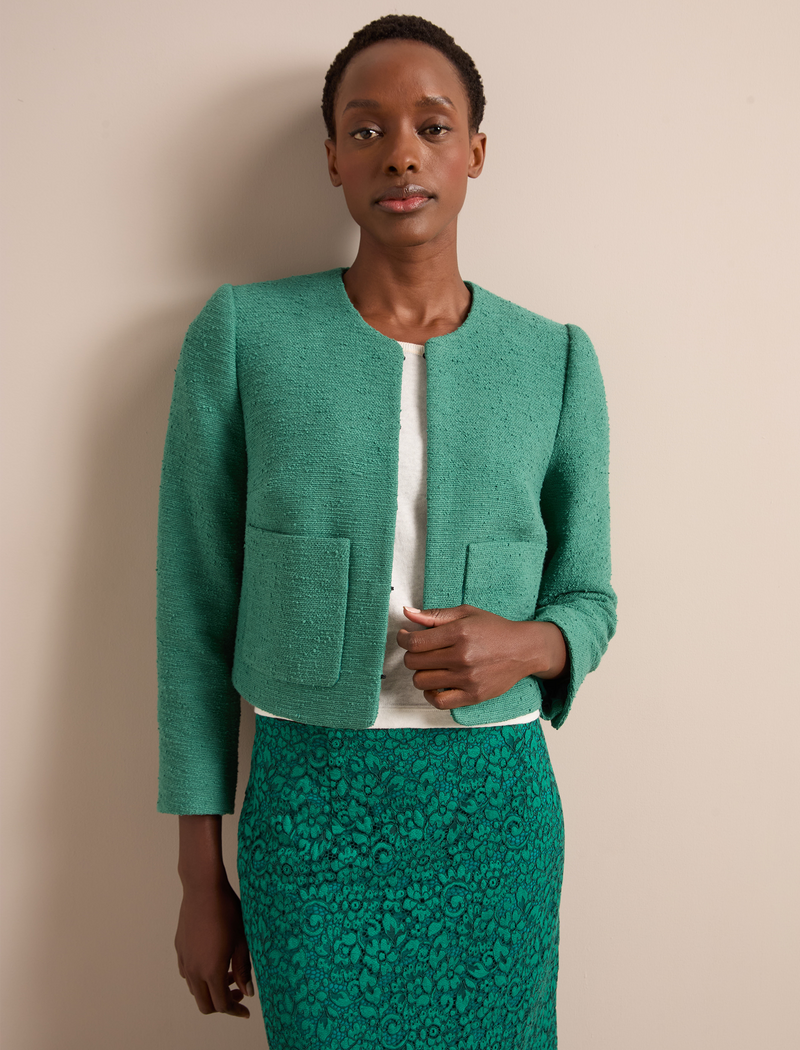 Juno Organic Cotton Bouclé Jacket - Sage Green