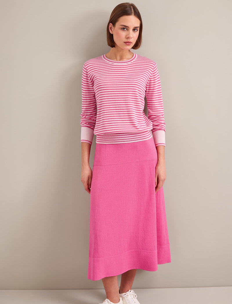 Jodi Cotton Blend Jumper - Hot Pink Pale Pink Stripe