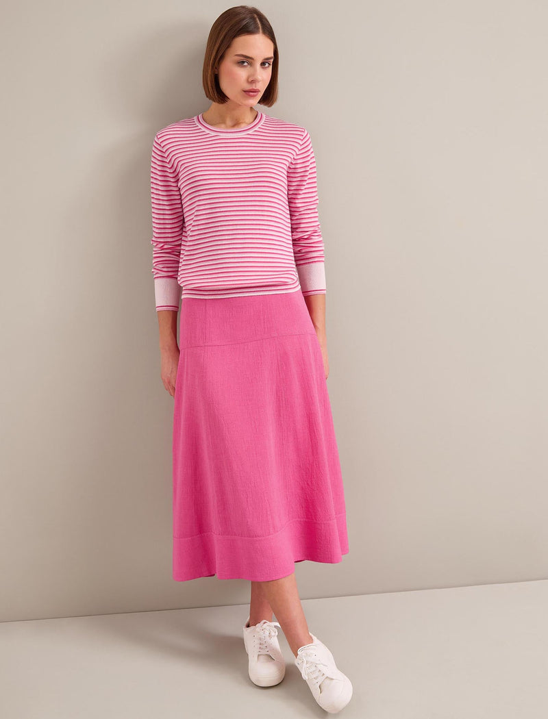 Jodi Cotton Blend Jumper - Hot Pink Pale Pink Stripe