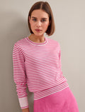 Jodi Cotton Blend Jumper - Hot Pink Pale Pink Stripe
