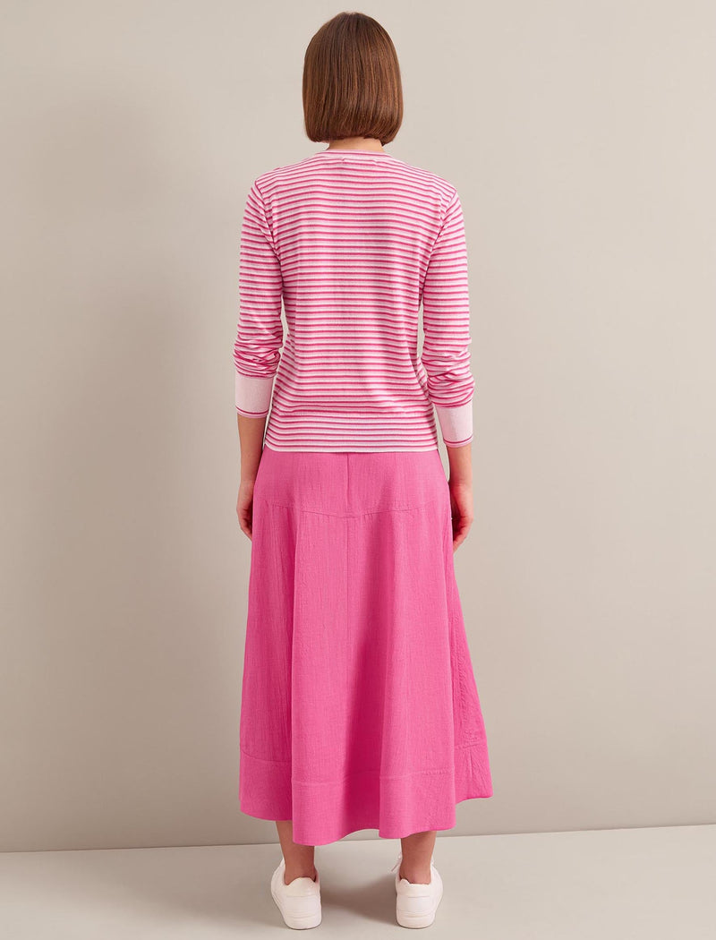 Jodi Cotton Blend Jumper - Hot Pink Pale Pink Stripe
