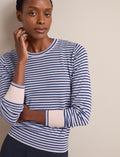 Jodi Cotton Blend Jumper - Navy Mid Blue Beige