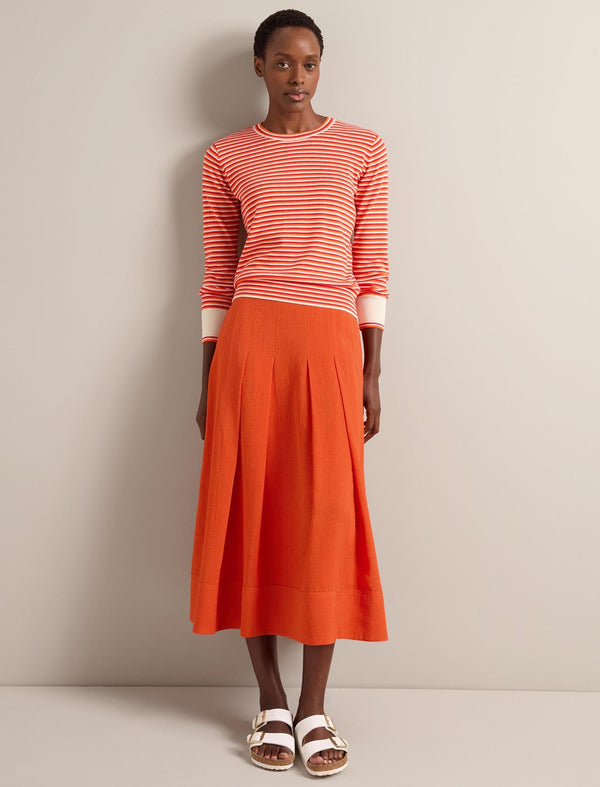 Jodi Cotton Blend Jumper - Red Orange Cream Stripe