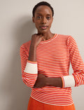 Jodi Cotton Blend Jumper - Red Orange Cream Stripe