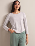 Maia Cotton Silk Blend T-Shirt - Pale Grey Melange