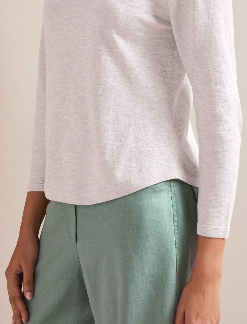 Maia Cotton Silk Blend T-Shirt - Pale Grey Melange