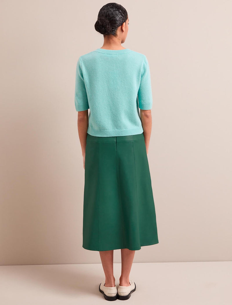 Clara Cashmere Short Sleeve Cardigan - Spearmint