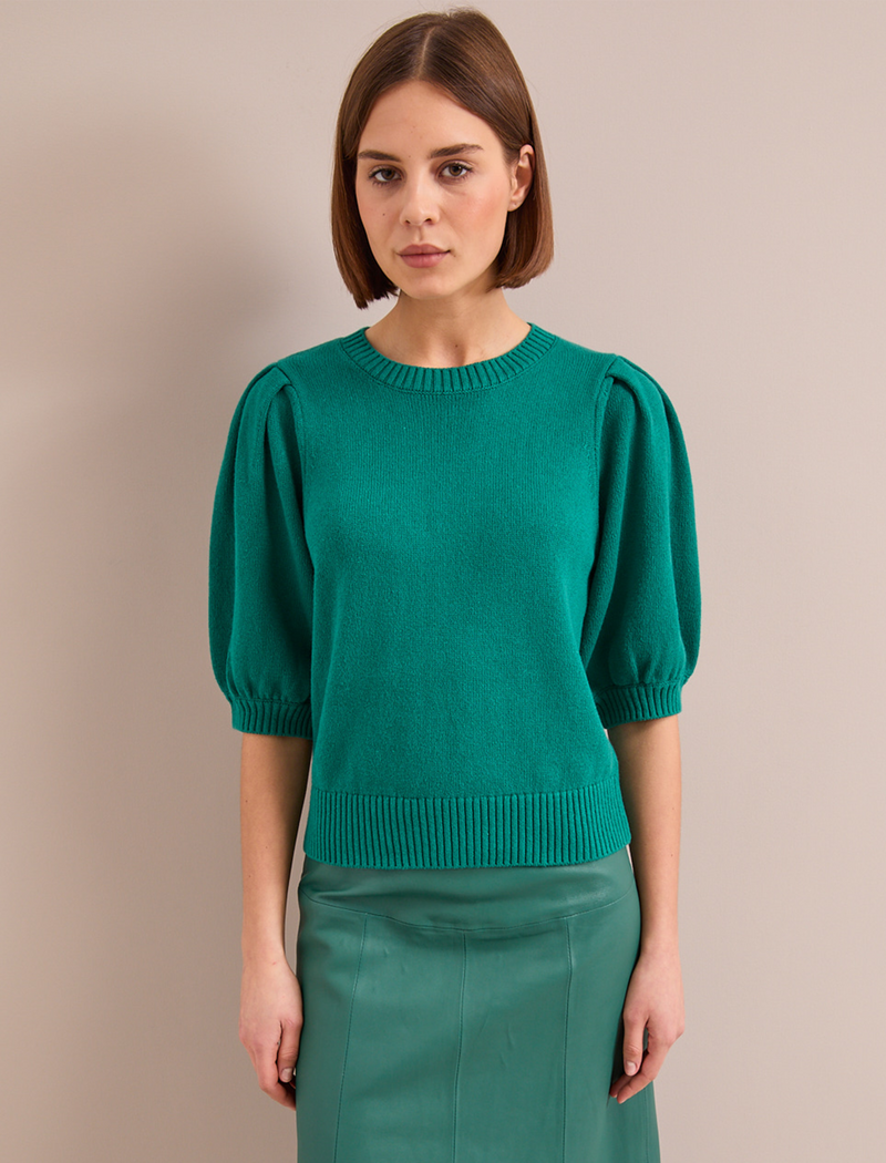 Amalie Linen Blend Jumper - Mid Green