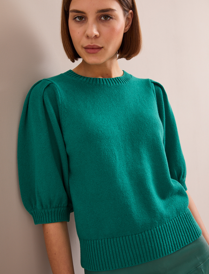 Amalie Linen Blend Jumper - Mid Green