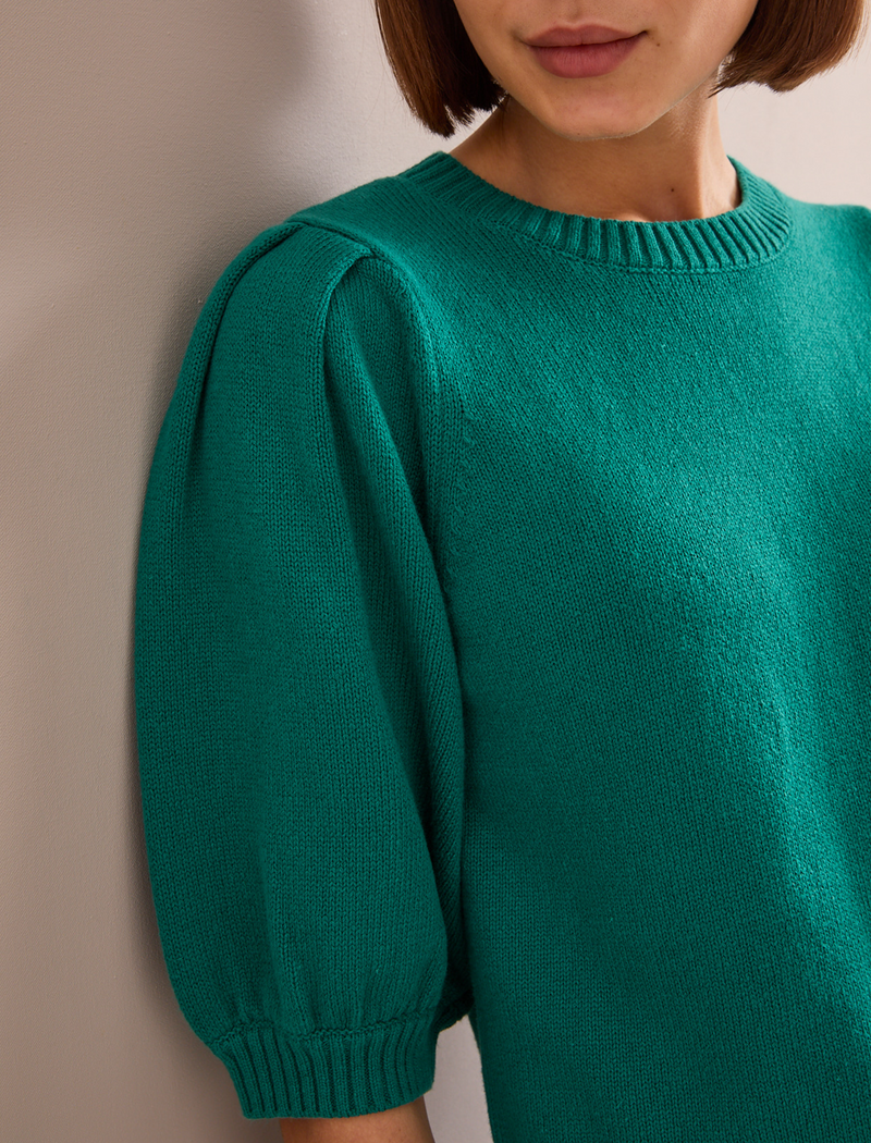 Amalie Linen Blend Jumper - Mid Green