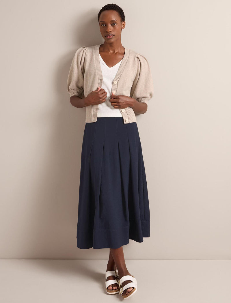 Amalie Linen Blend Cardigan - Taupe