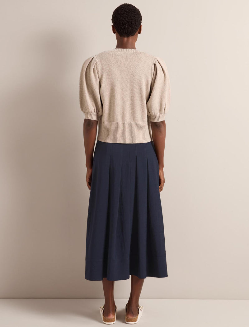 Amalie Linen Blend Cardigan - Taupe