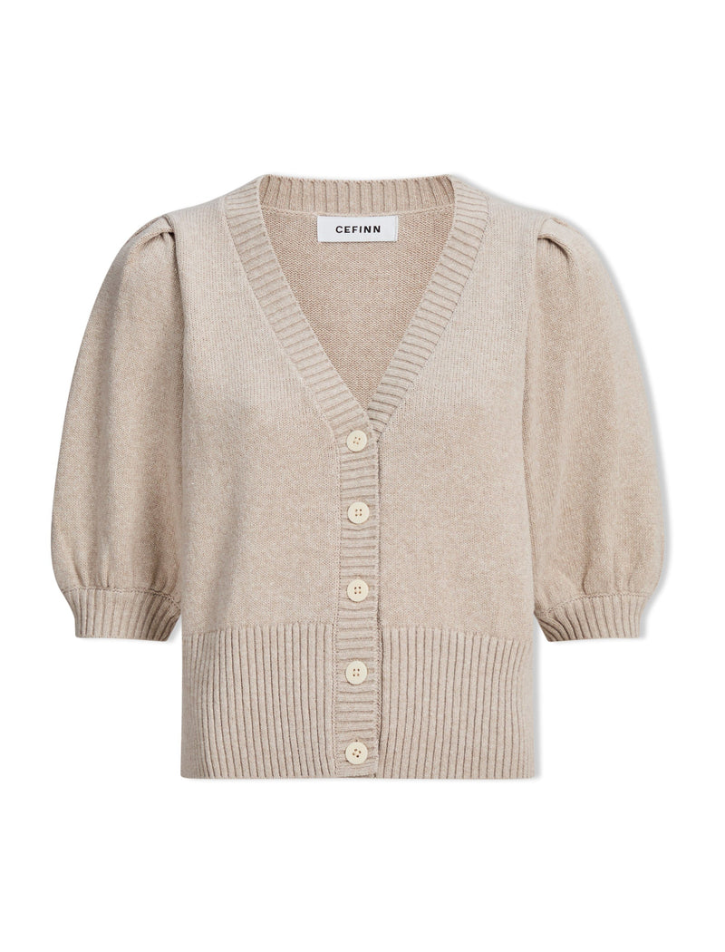 Amalie Linen Blend Cardigan - Taupe