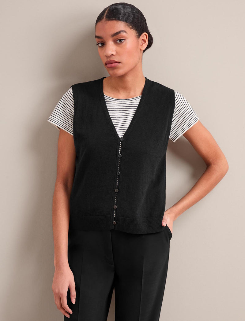Vinnie Cotton Blend Vest - Black