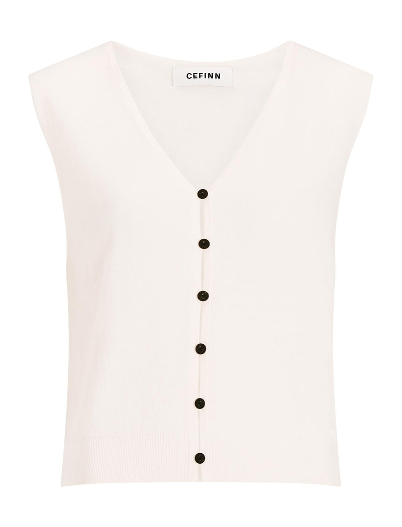 Vinnie Cotton Blend Vest - Ivory